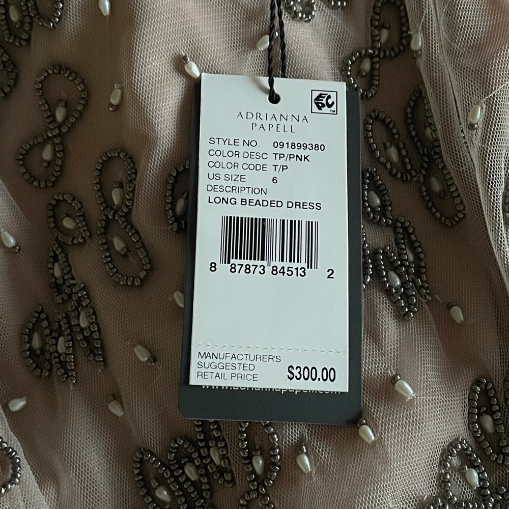 Adrianna Papell Long Beaded Dress Sz 6